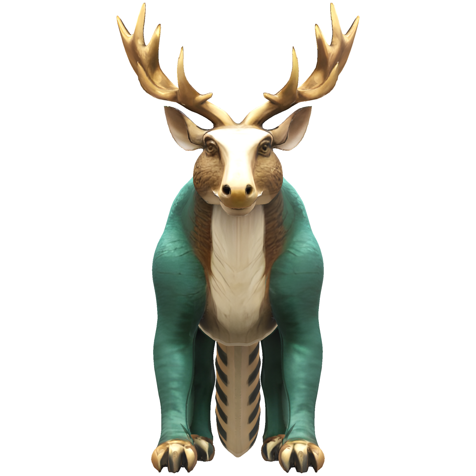 an animal with horns and a green shirt