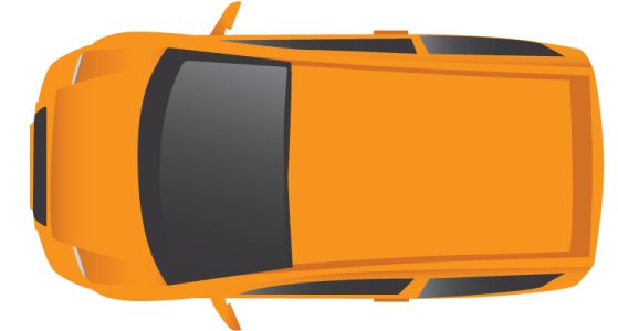 the top view of an orange car