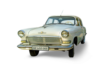 an old car on a white background