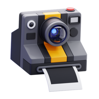 a camera with a roll of toilet paper