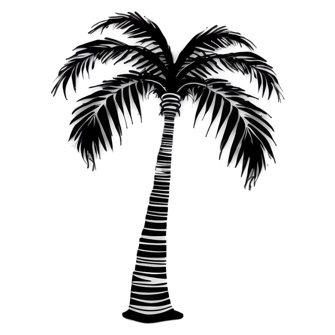 a black and white silhouette of a palm tree