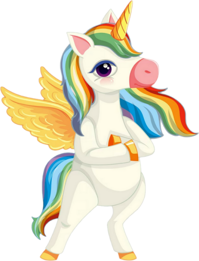 a cartoon unicorn with wings
