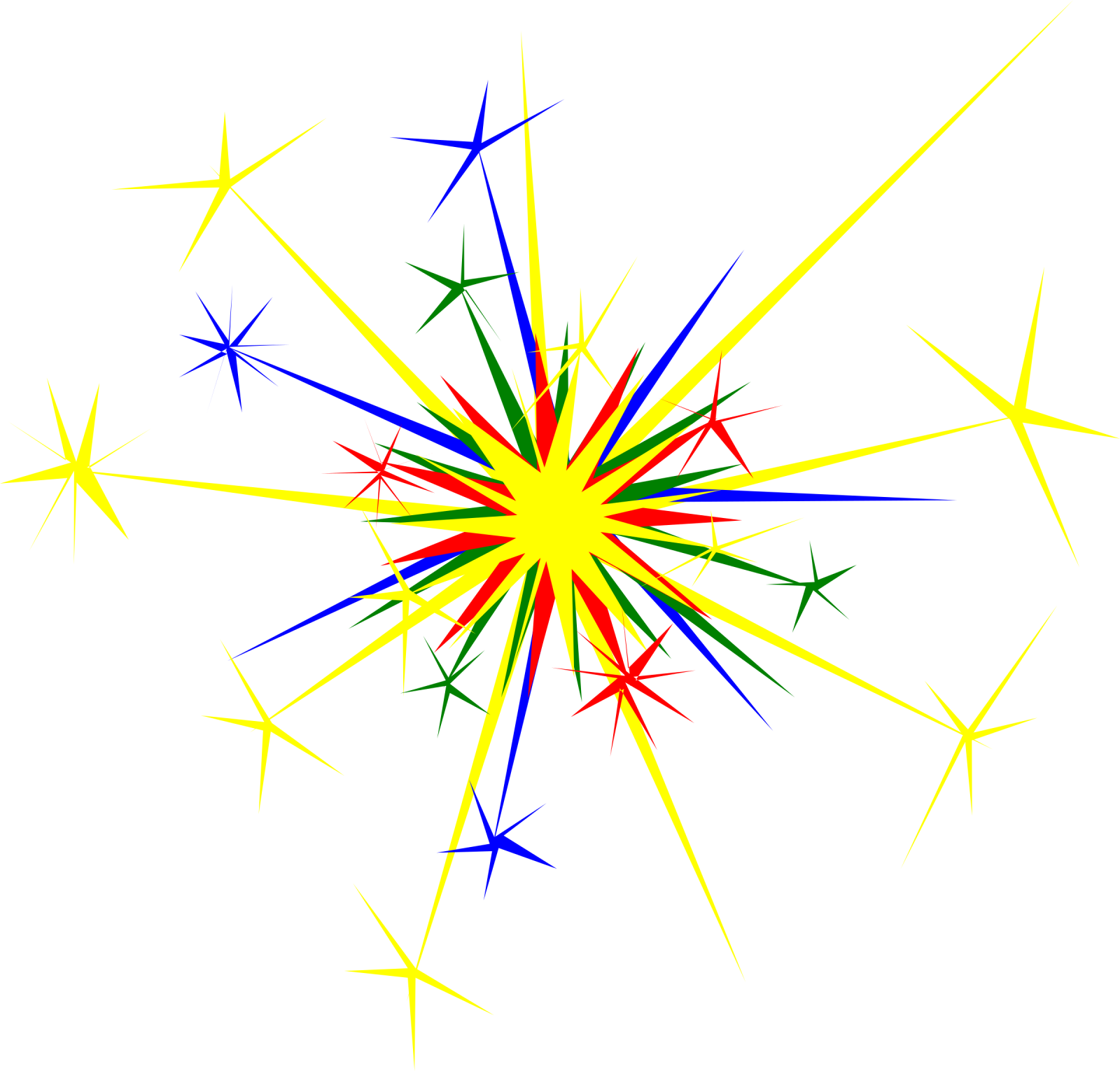 a colorful star burst on white background