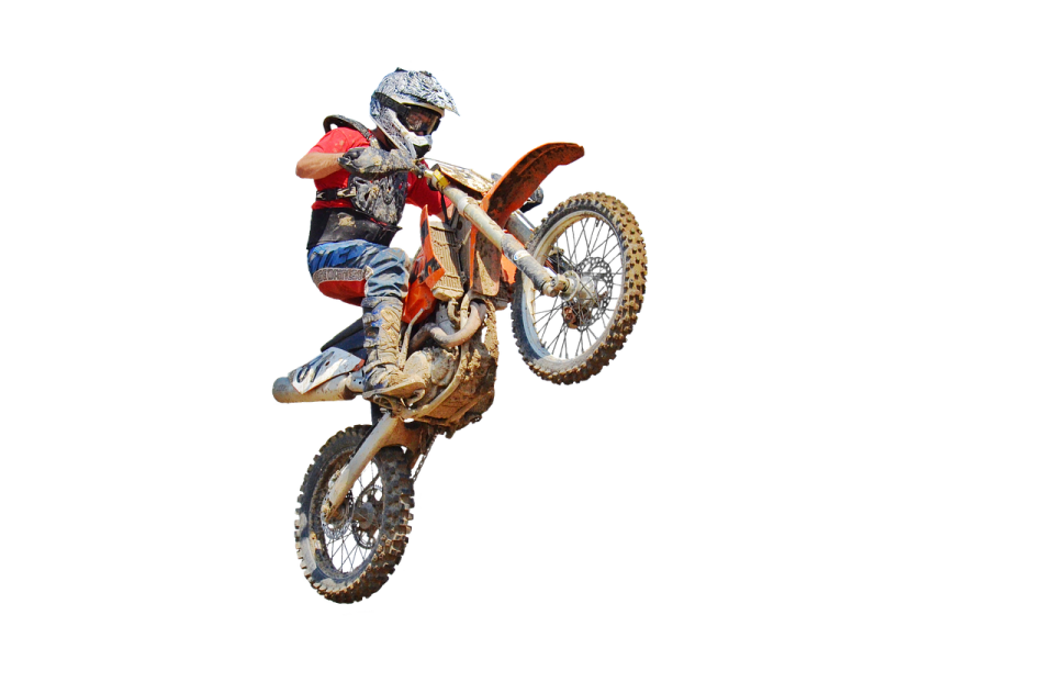 a person riding a dirt bike in the air