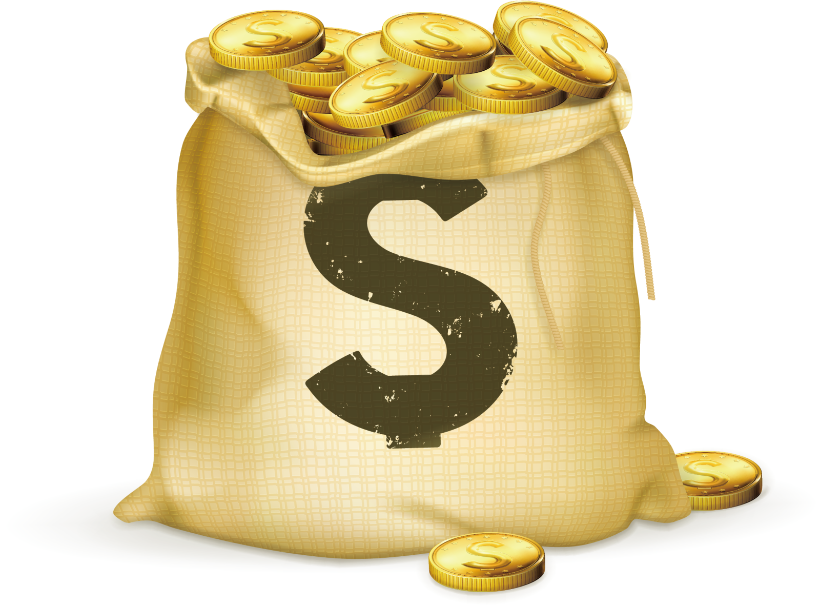 a bag full of gold coins