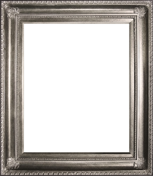 a silver frame on a white background