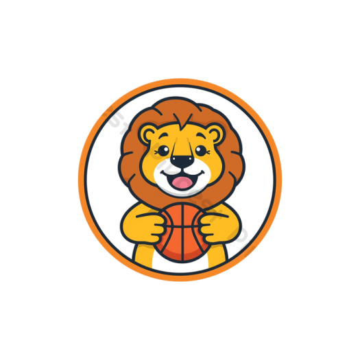 a cartoon lion holding a basketball ball