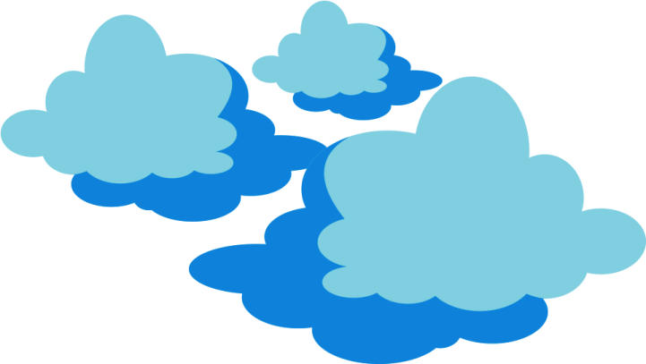 three blue clouds on a white background