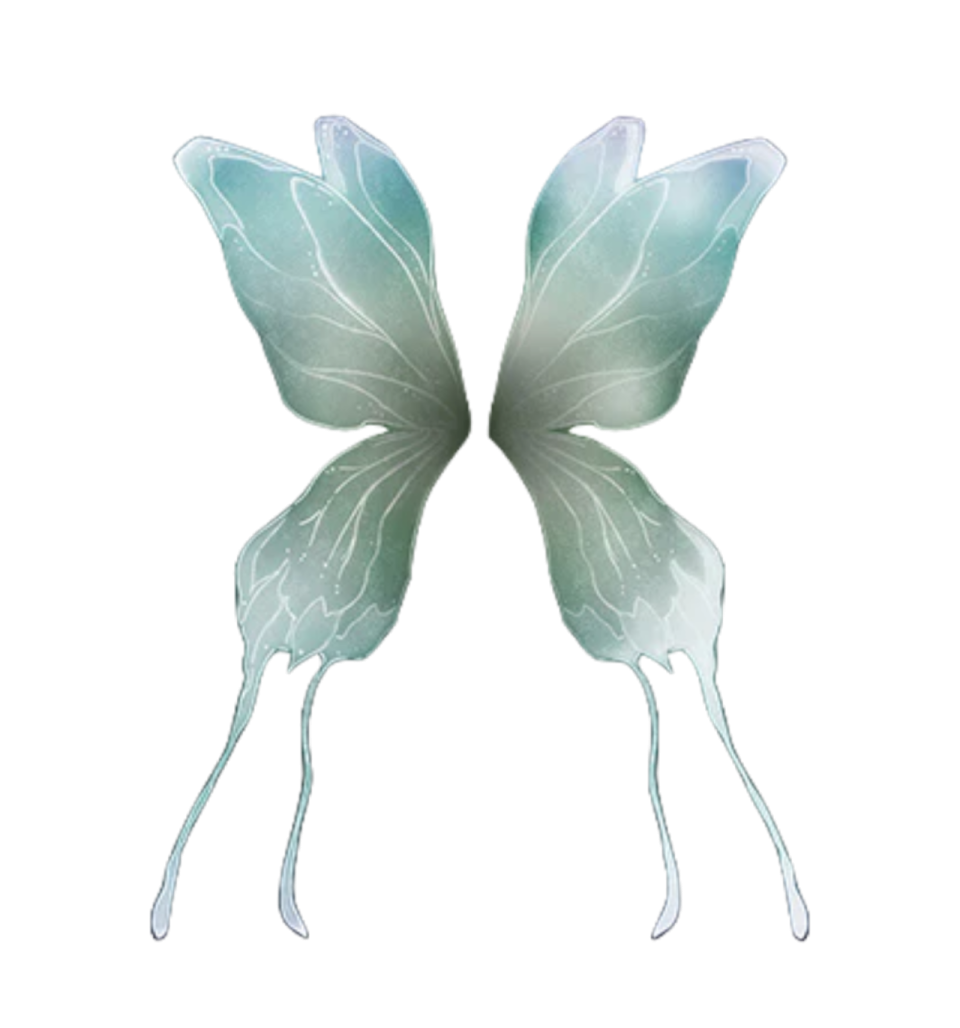 a green and white butterfly with wings