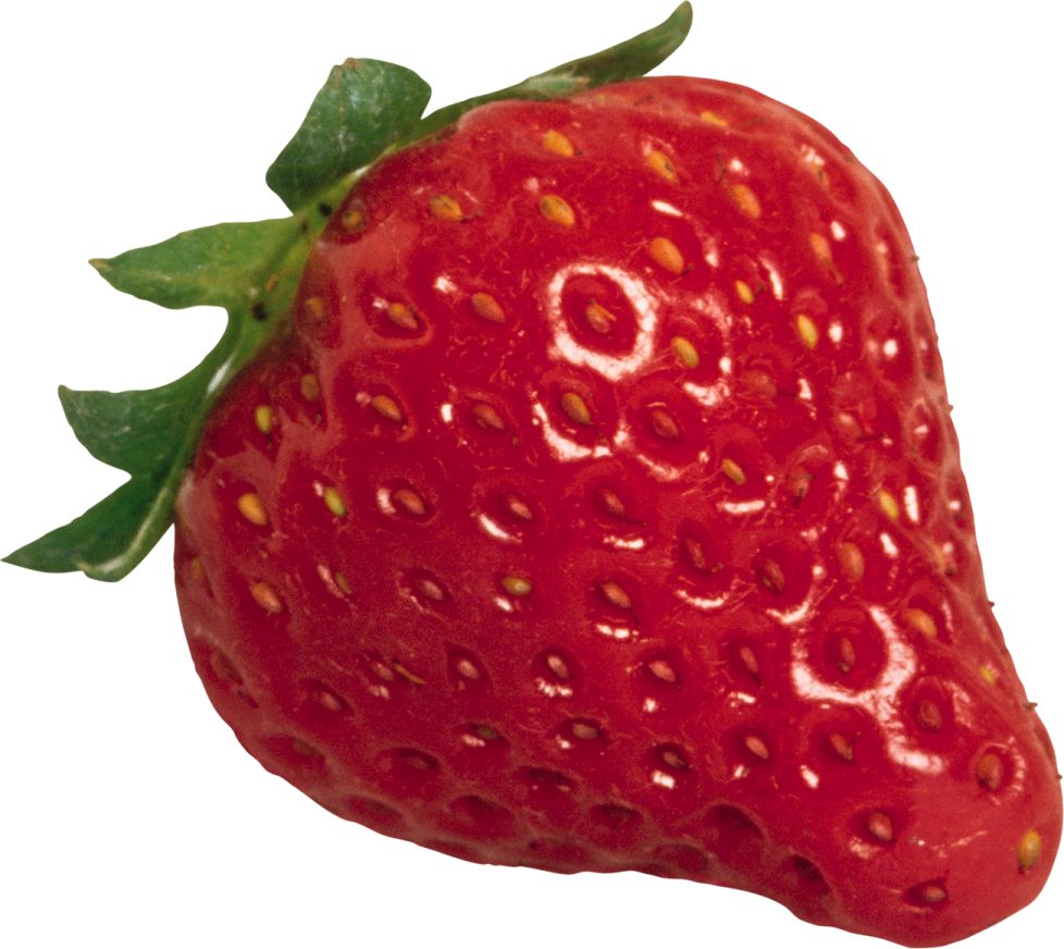 a close up of a strawberry on a white background