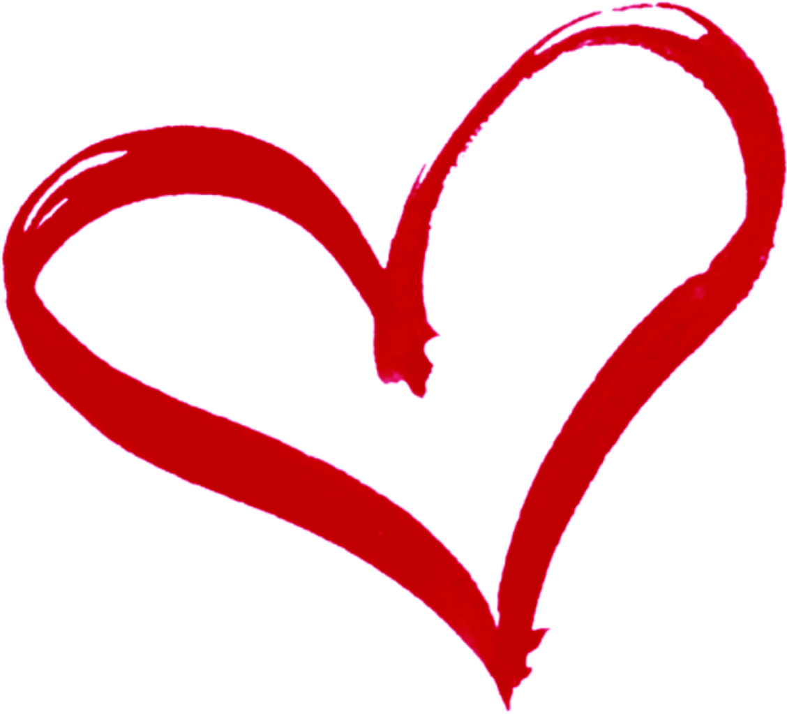 a red heart drawn on a white background