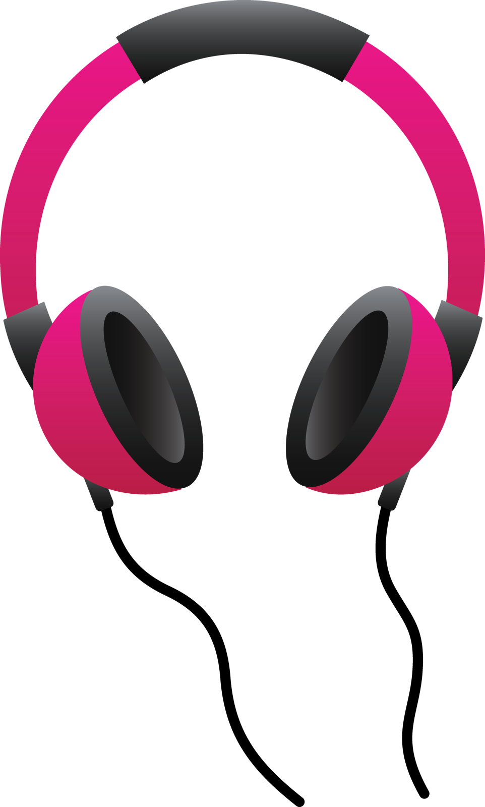 a pink headphone with two black heads