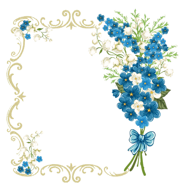 blue and white flowers clipart