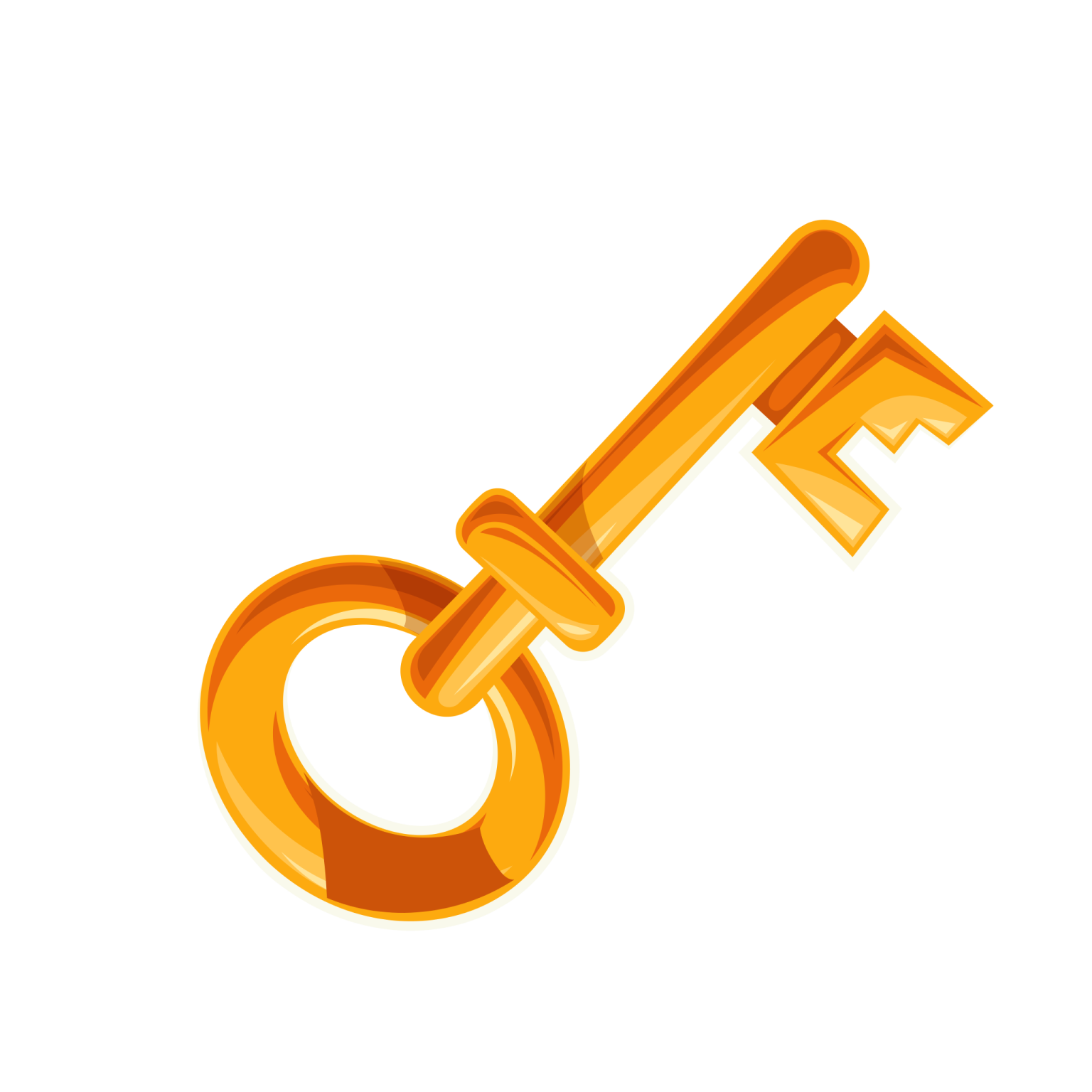 a golden key on a white background
