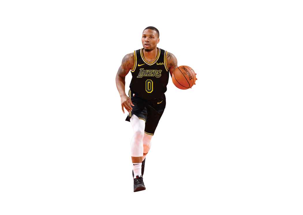 the basketball player is running with the ball