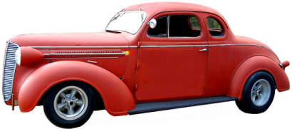 an old red truck is parked on a white surface