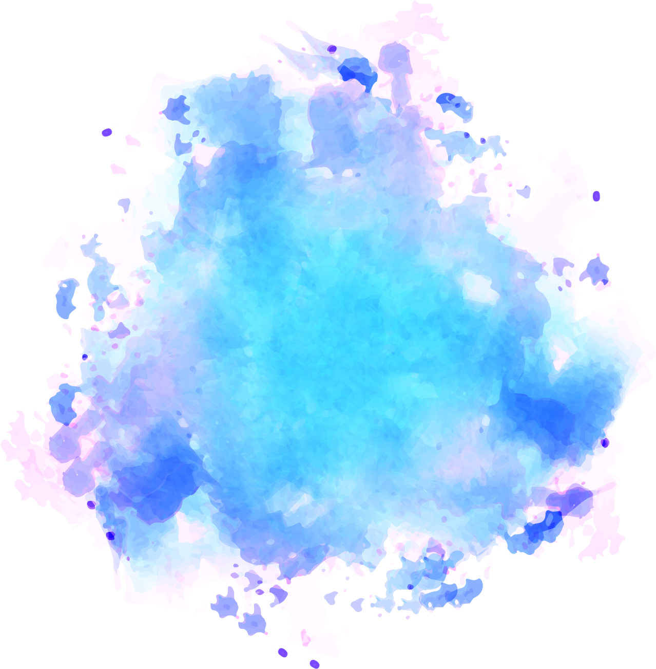 a blue watercolor stain on a white background