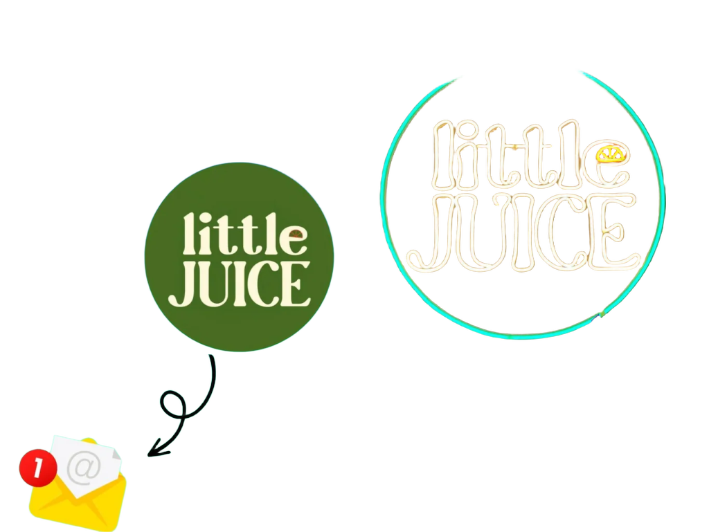 the little juice logo and an image of a balloon