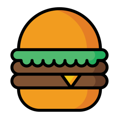 a hamburger with a green leaf on top