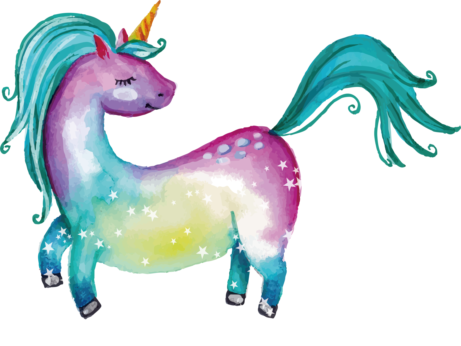 a watercolor drawing of a unicorn
