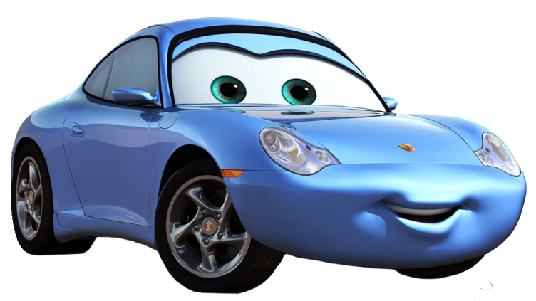 a blue car with green eyes