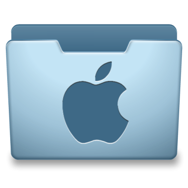 a blue folder with an apple logo