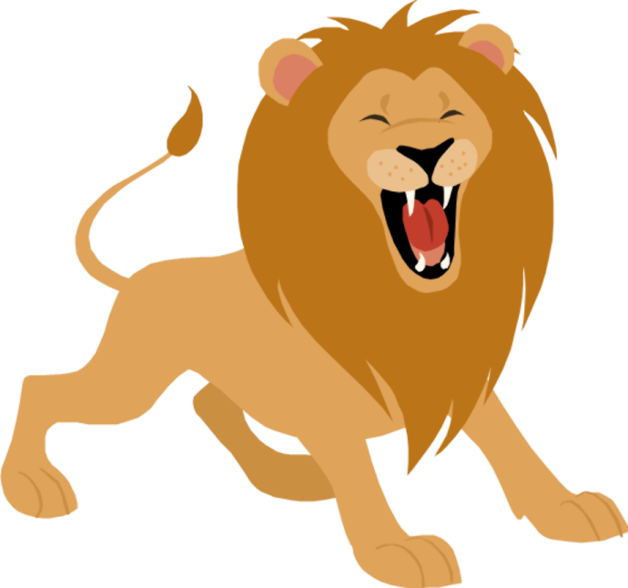 a cartoon lion with its mouth open