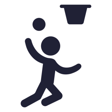 a person throwing a ball into a bucket