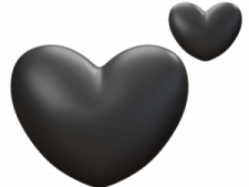 two black hearts on a white background