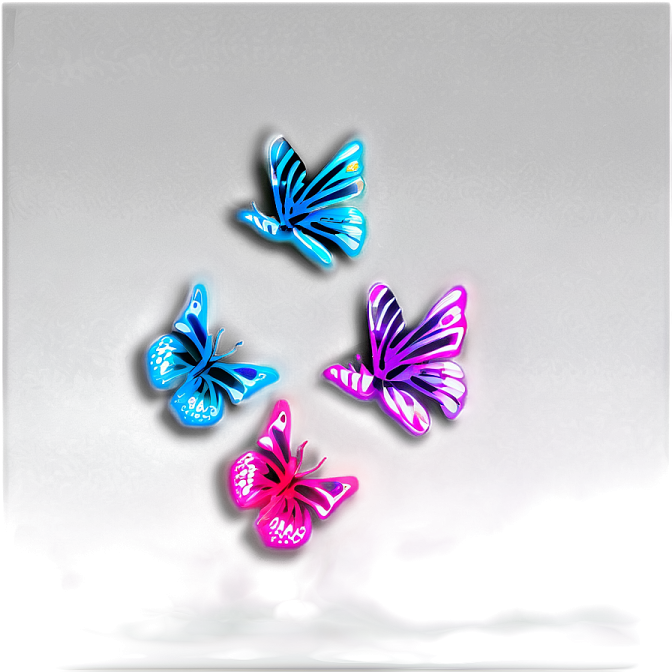 three colorful butterflies on a white background