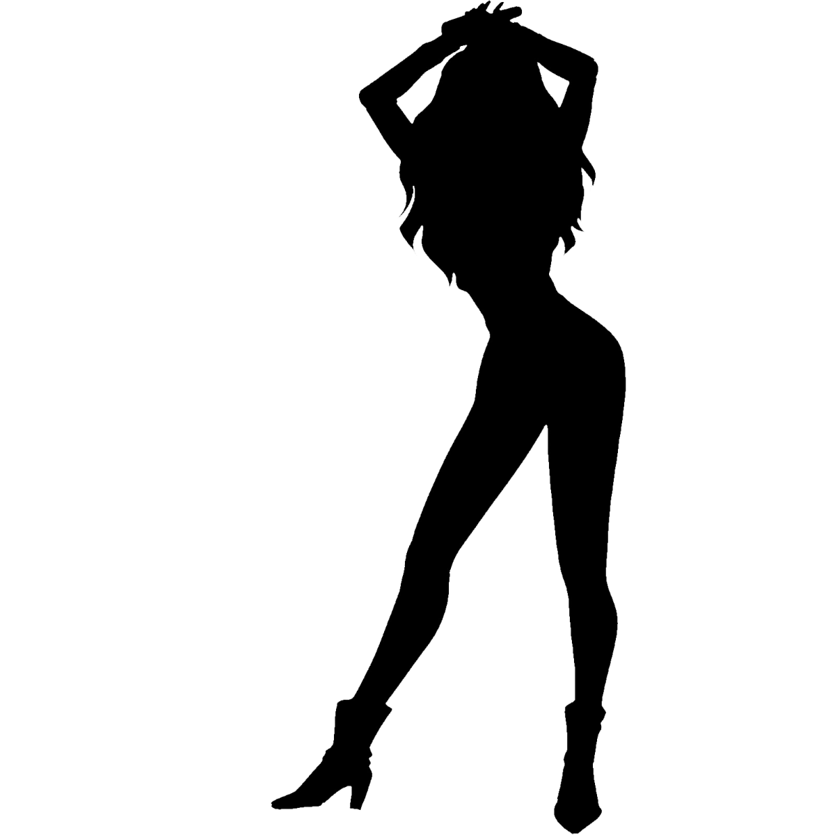 a silhouette of a woman in black and white