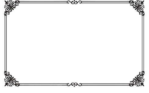 a black and white frame with scrolls