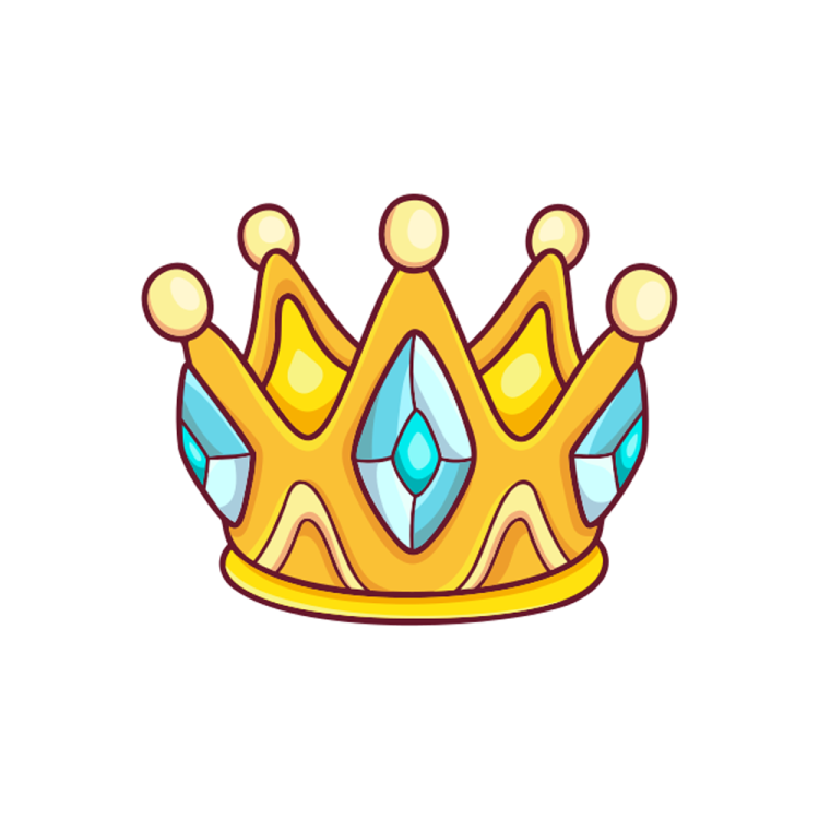 a gold crown with blue crystals on it