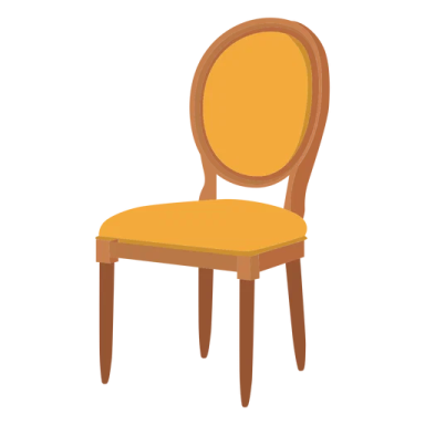 a wooden chair with a yellow seat