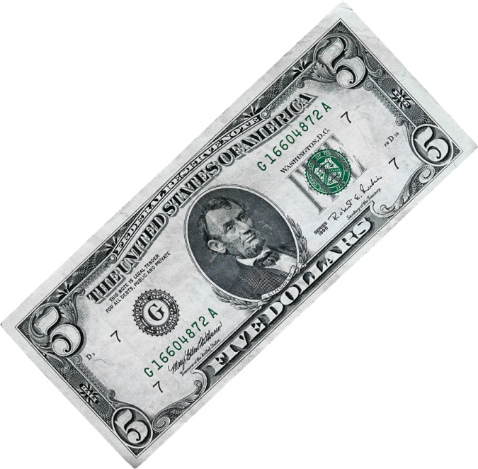 a dollar bill on a white background