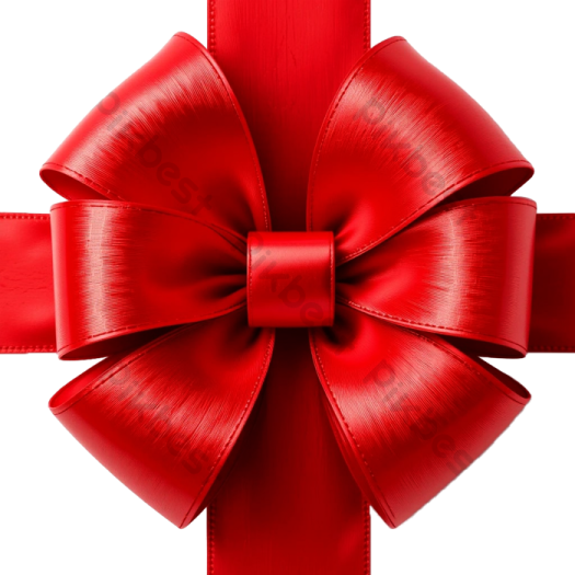 a red bow on a white background