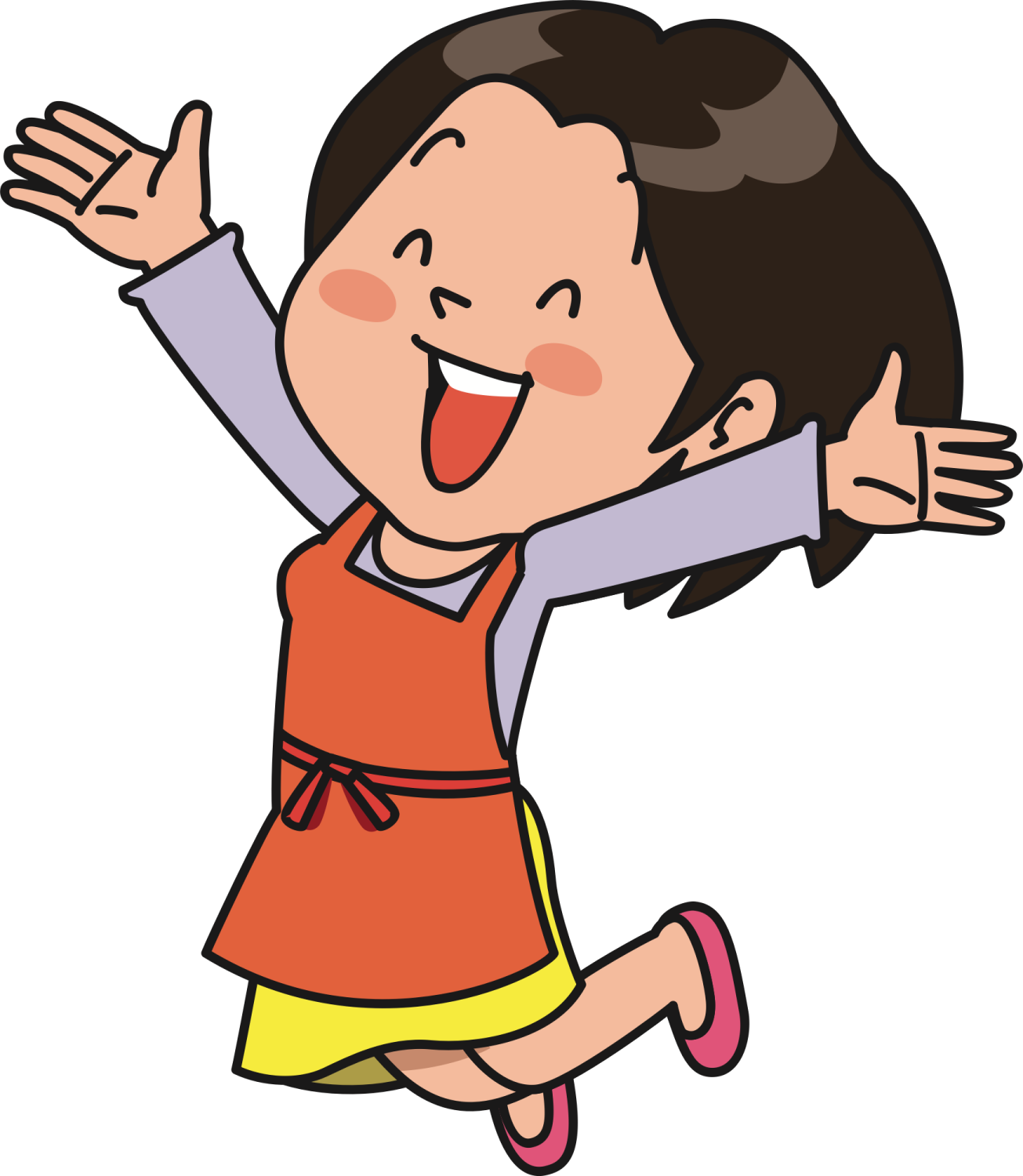 a little girl jumping in the air