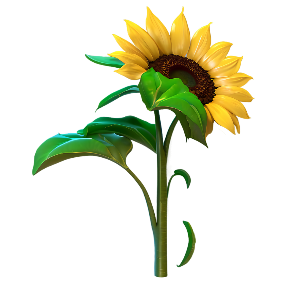 a single yellow sunflower on a white background