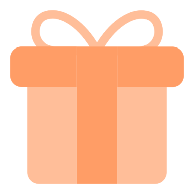 an orange gift box with a bow