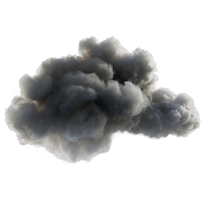 black smoke cloud isolated on white background