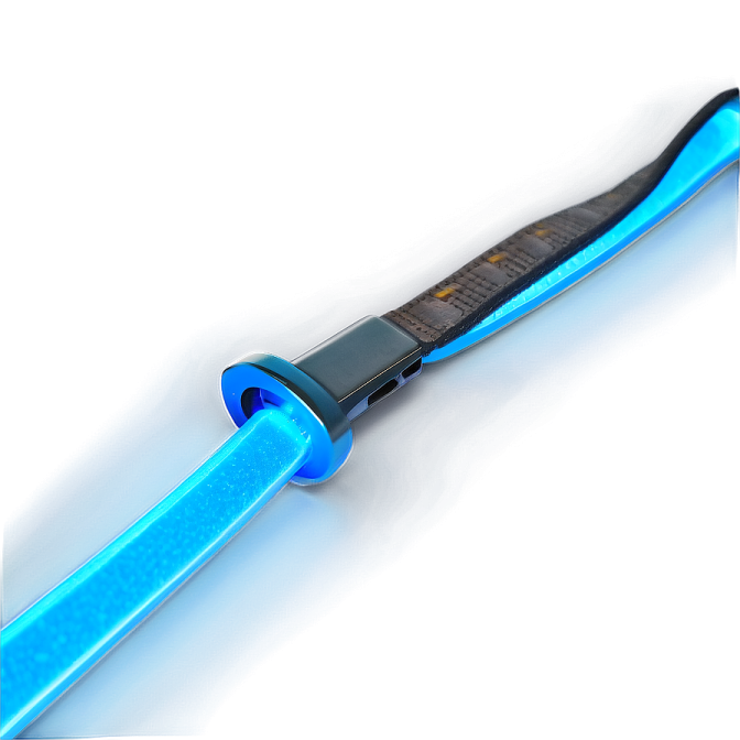a blue light saber on a white background