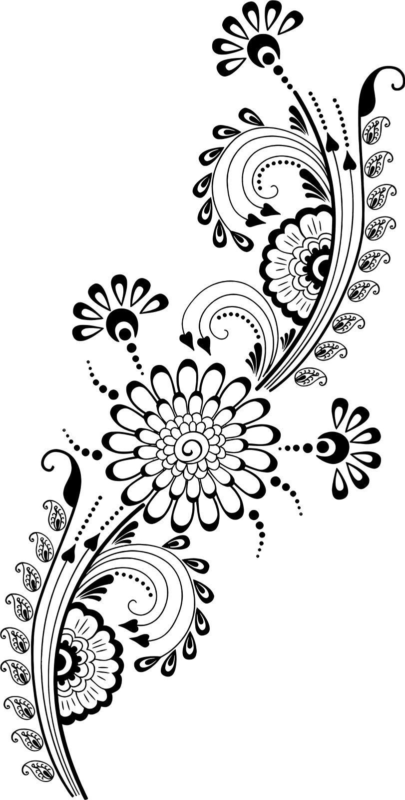 a black and white floral design