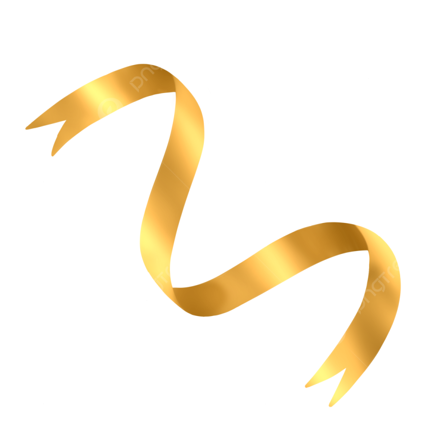a gold ribbon on a white background