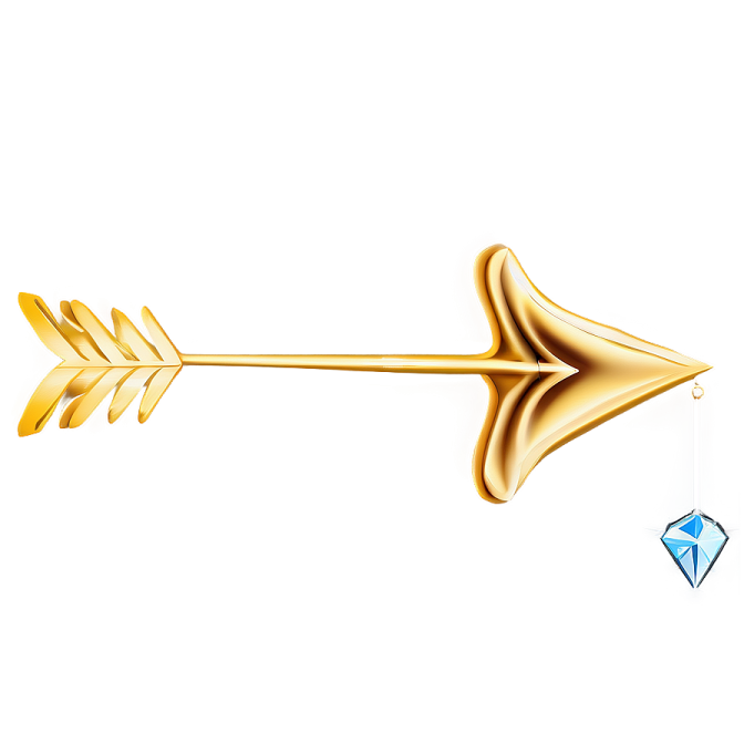 a gold arrow with a blue diamond on it