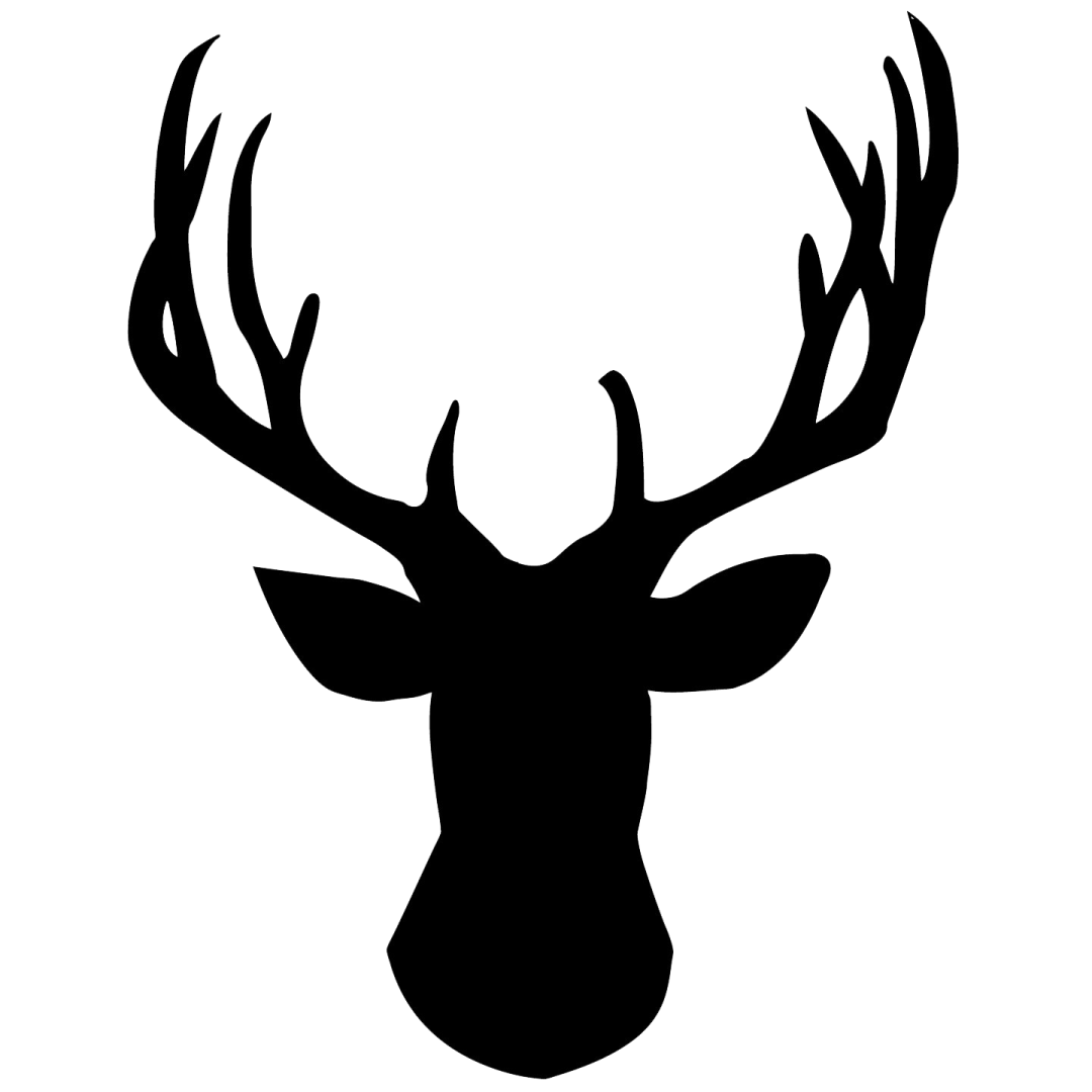 a deer head silhouetted on a white background