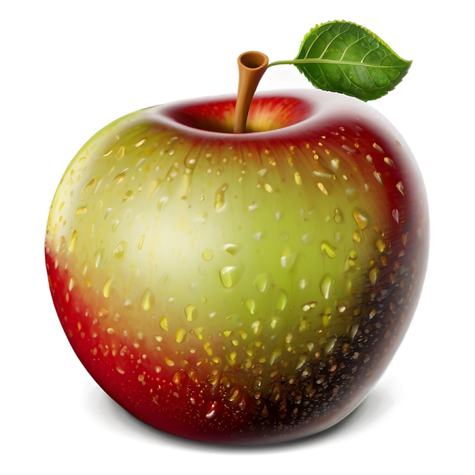 a red and green apple