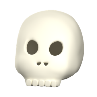 a white skull with black eyes