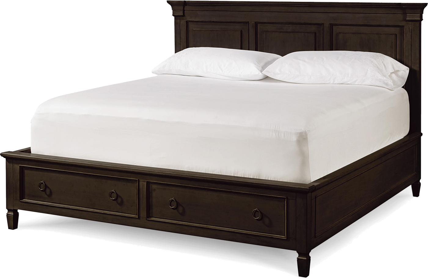 a bed with two drawers underneath it