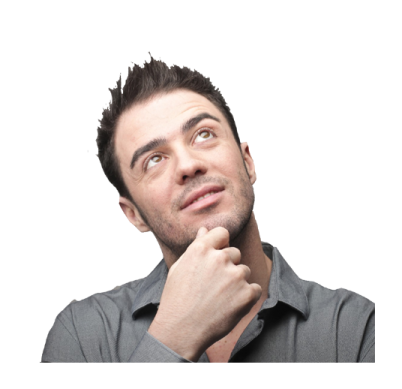a man looking up to the sky with his hand on his chin