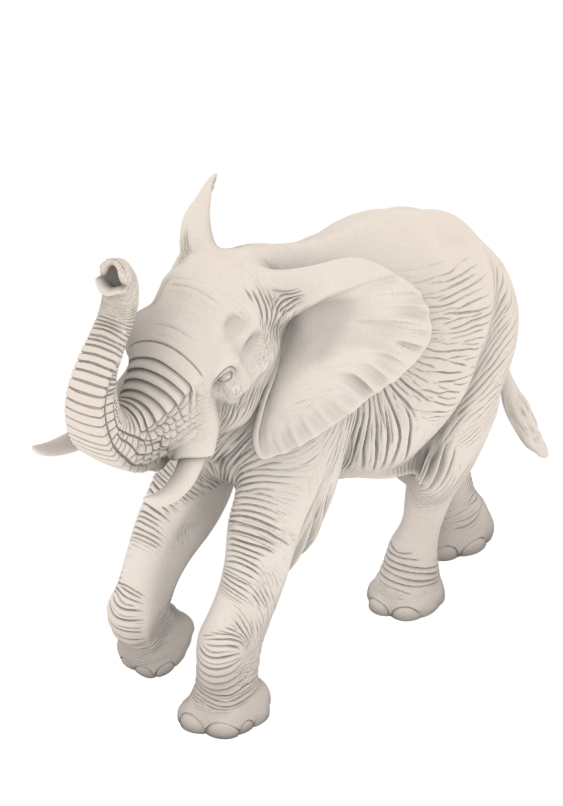 an elephant statue on a white background